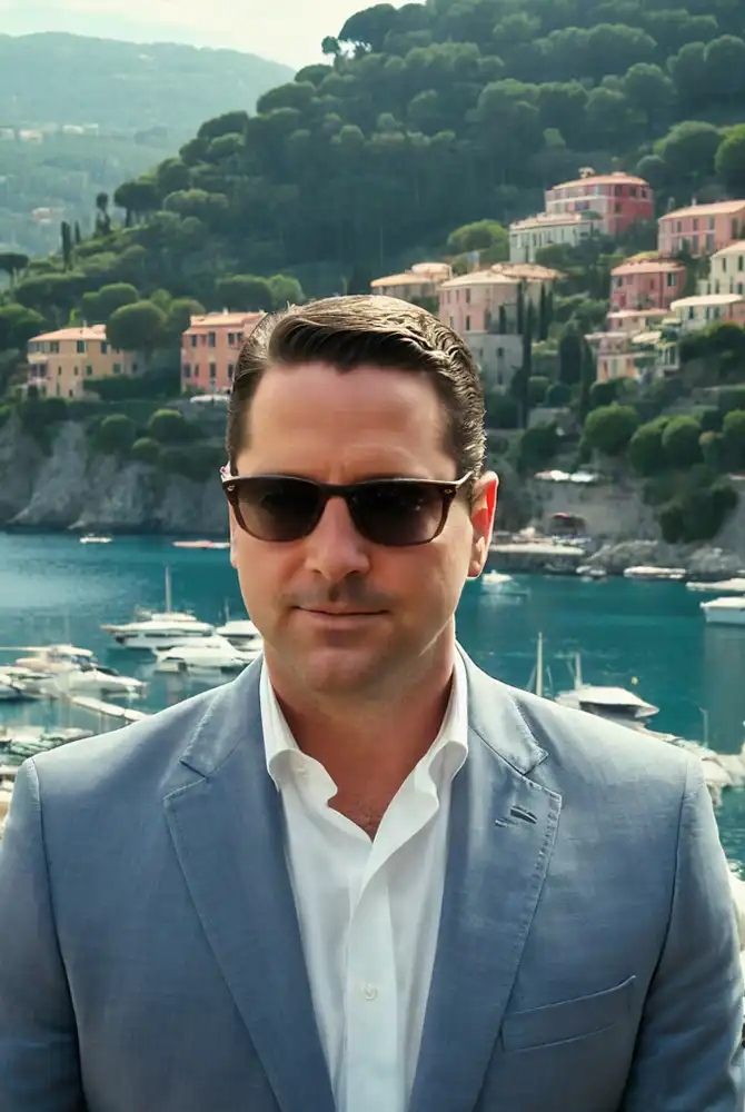 Roger Hohl mit Sonnenbrille an der Küste